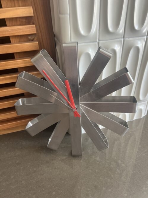 Modern Umbra Ribbon Wall Clock Modernist Stainless Steel