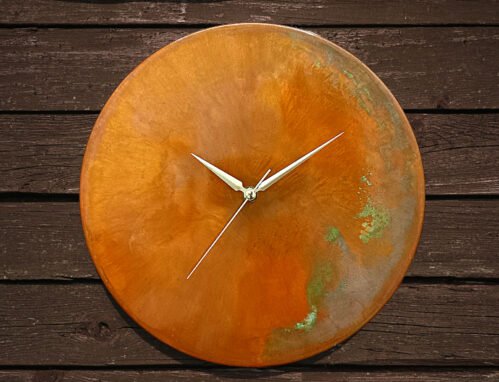 Modern Unique Handmade Orange Patina Copper Art Deco Wall Clock Wall Decor Gift 2