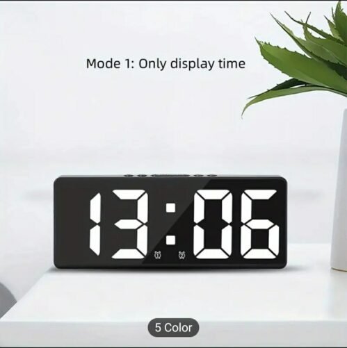 Modern USB LED Color Digital Alarm Clock With Time, Date. Temperature ( WHITE )