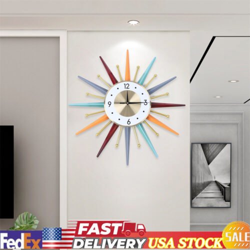 Modern Wall Clock Art Colorful Nordic Style Metal Clocks Home Decor Living Room