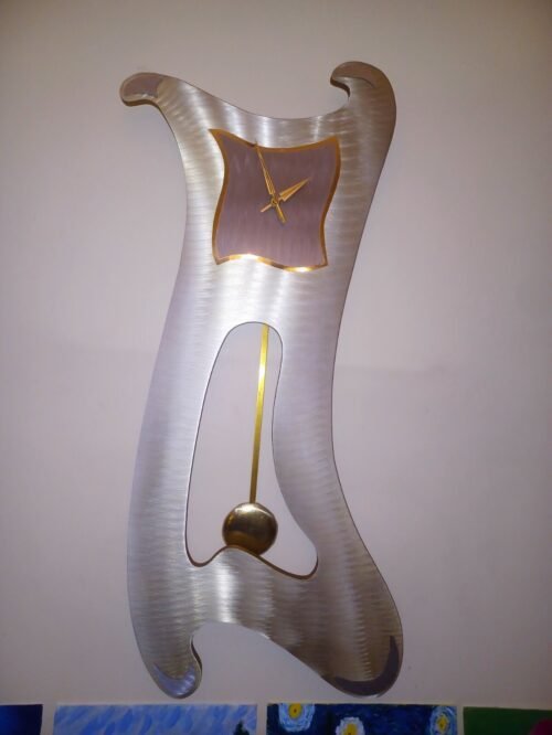 Modern Wall Clock Circular Cross-Brushed Metals Whimsical Artsy* PROF. SERVICED