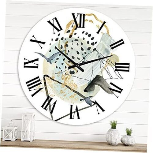 Modern wall clock 'Gouache of Abstract Landscape with Mountain 29x29 Blue