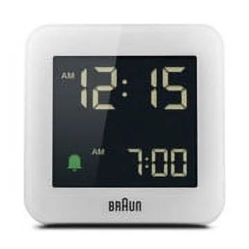 Modern White Digital Alarm Clock with Snooze Negative LCD Display and Quick Set