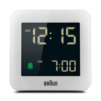 Modern White Digital Alarm Clock with Snooze, Negative LCD Display and Quick featured image
