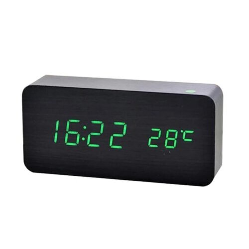 Modern Wooden Wood Digital LED Desk Alarm Clock Thermometer