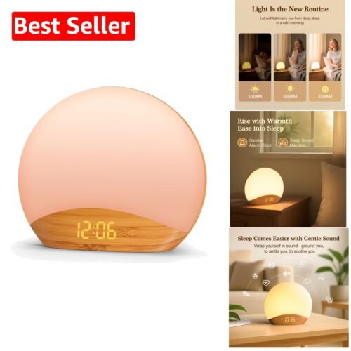 Modern Wood Grain Alarm Clock with Dimmable Light & Sleep Sounds – Gift Idea