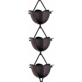 Monarch Aluminum Lotus Cup Rain Chain Extension, 3 ft. Length, Black