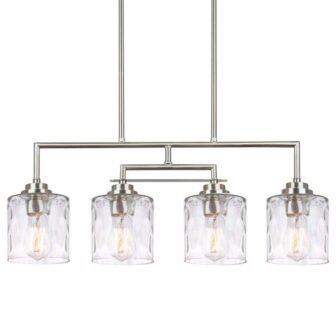 Monroe 60-Watt 4-Light Brushed Nickel Modern Island Pendant Light with Clear Hammered...
