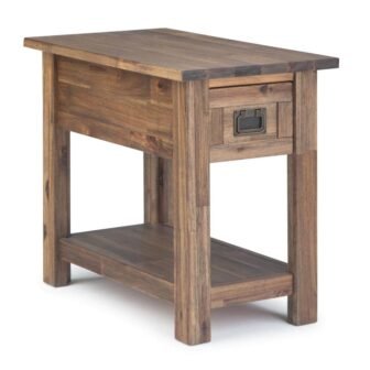 Monroe Solid ACACIA Wood 14 in. Wide Rectangle Rustic Narrow Side Table...