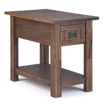 Monroe Solid ACACIA Wood 14 in. Wide Rectangle Rustic Narrow Side Table...
