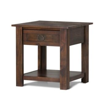 Monroe Solid Acacia Wood 22 in. Wide Square Rustic End Side Table...