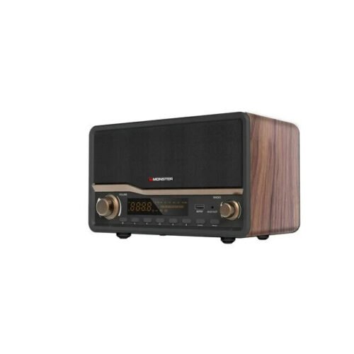 Monster Decora Wood Bluetooth Speaker and Clock Radio - Brown