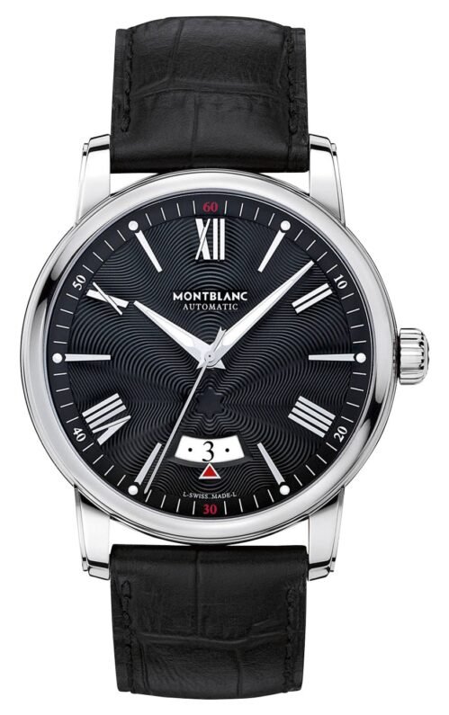 Montblanc 4810 Automatic Steel Black Dial Black Leather Date Mens Watch 115122