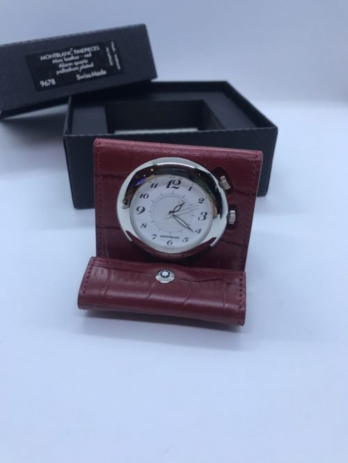 Mont Blanc Timepieces Mini Leather Red Alarm Quartz Palladium Plated M29419