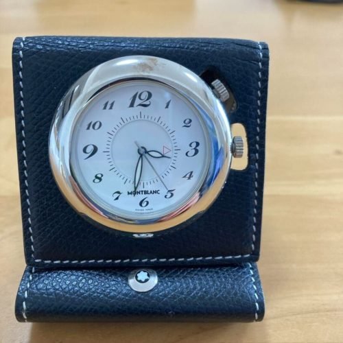 MONTBLANC Travel Watch in White Desk Clock mobile alarm with Case Interior