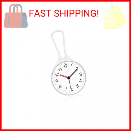 mooas Loop Bathroom Clock (White, 3.16 x 1.31 x 6.02 inch), Waterproof Shower Cl