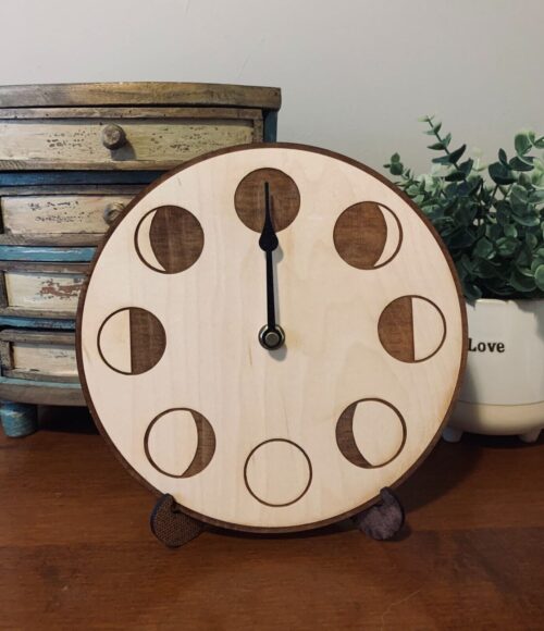 Moon Phase Clock Wooden Moon Clock Lunar Cycle Clock