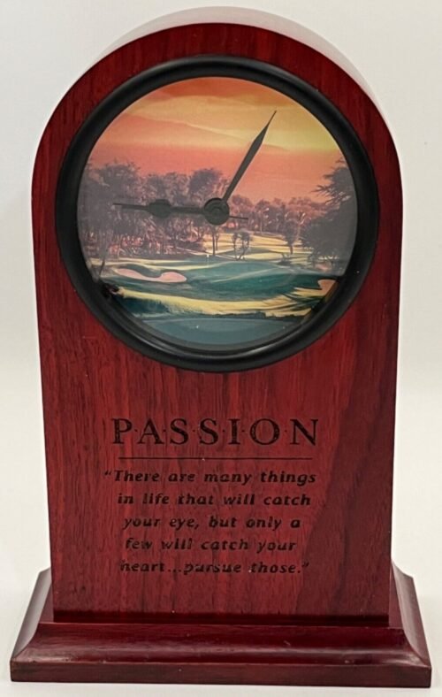Motivational "Passion" Engraved Mahogany Desk Clock