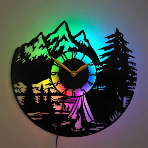 Mountain Time Wall Clock, Modern Decor for Lake House, Log Cabin, Farmhouse, ...