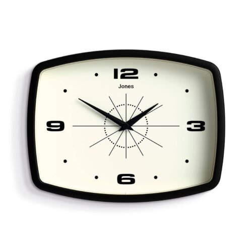 ® Movie Wall Clock | Rectangular Retro Clock | 10 inch | Black | Cool mid-Cen...