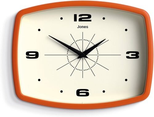 Movie Wall Clock | Rectangular Retro Clock | 10 inch | Orange | Cool