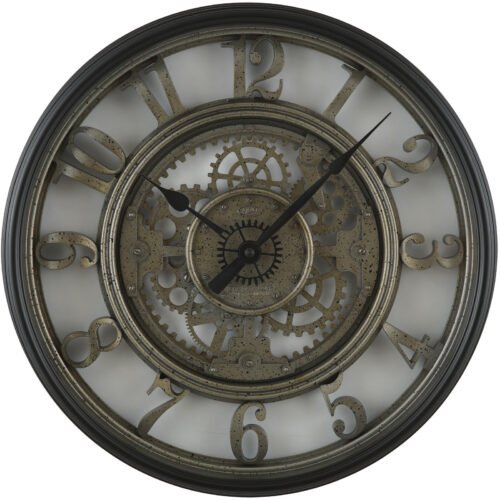 Moving Gear 20" Large Wall Clock, Industrial Age Styling, Modern Rustic, Quartz