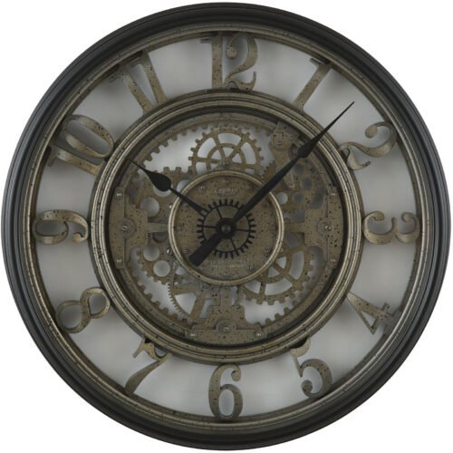 Moving Gear 20" Large Wall Clock, Industrial Age Styling, Modern Rustic, Quartz