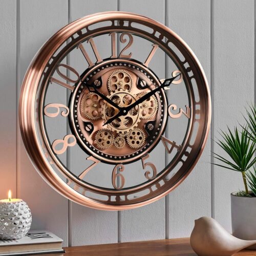 Moving Gear Wall Clock for Modern Farmhouse Living Room Decor,Vintage style.