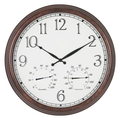 MT-33 23-Inch Three-in-one Metal Wall Clock.Indoor,Outdoor,Thermometer,Hygrom...