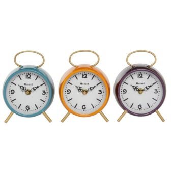 Multi Colored Wood Ring Top Analog Clock (Set of 3)