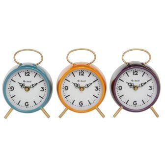 Multi Colored Wood Ring Top Analog Clock (Set of 3)