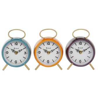 Multi Colored Wood Ring Top Analog Clock (Set of 3)