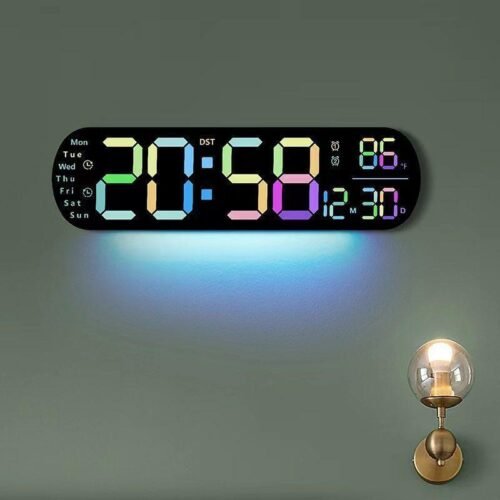 Multi Functional LED Display Clock, Digital Wall Clock with Adjustable