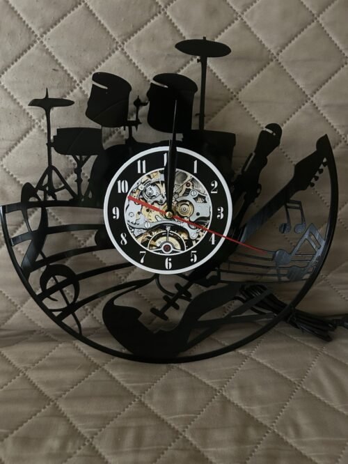 Musical Instrument Design Wall Clock-LED lights. Brand new in box