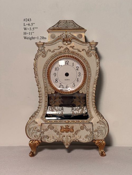 Music Box Mantel Clock Antique Style, Off-White