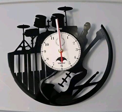 Music Instruments Notes Jazz Rock Musician Vinyl Record Wall Clock Best Gifts