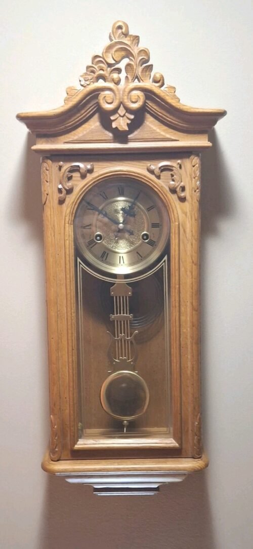 mVintage D&A Wind Up Movement Oak Pendulum Wall Clock