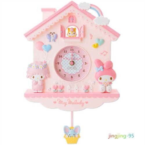 My Melody Bedroom Decoration Wall Clock Pink Pendulum Girl Room Pendant Clock