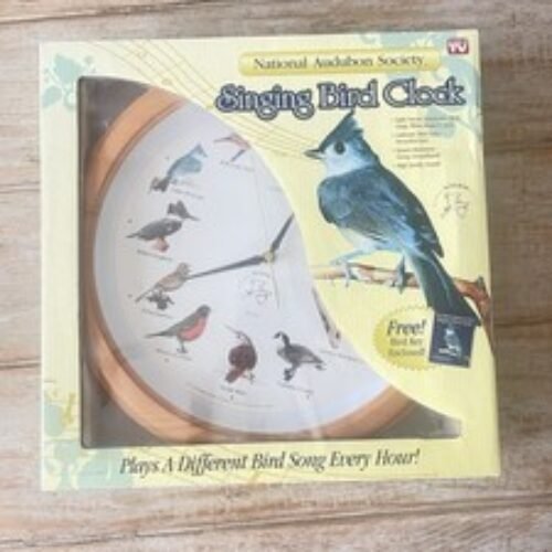 National Audubon Society Singing Bird Clock NEW IN BOX 13" Faux Wood Frame W/COA
