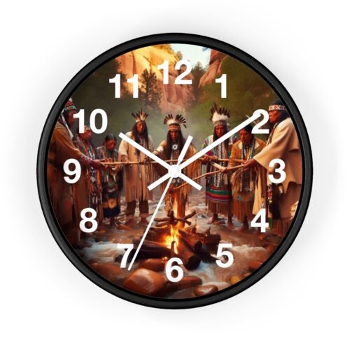 Native Indian Prayer Cirle Bring Back Buffalo Wall Clock All Wood Frame Old West