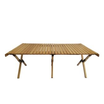 Natural Wood Foldable Portable Patio Outdoor Dining Table for Camping, Picnic, Backyard,...
