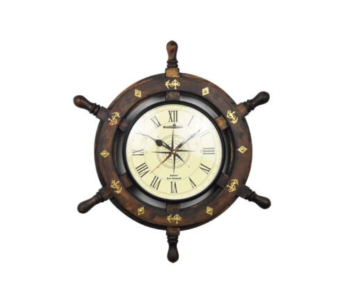 Nautical Handcrafted Wooden Premium Wall Decor Wooden Clock Ship Wheels | Pirate