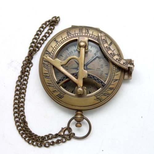 Nautical Vintage Directional Magnetic Sundial Compass for Camping