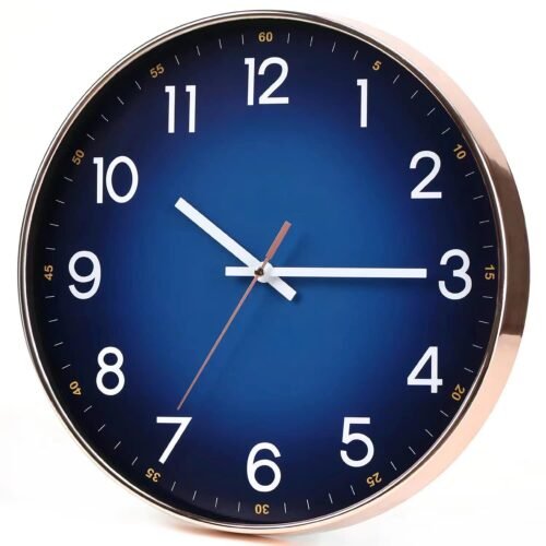 Navy Blue Wall Clock 12 Modern round Wall Clocks Quality Quartz Silent NonTi