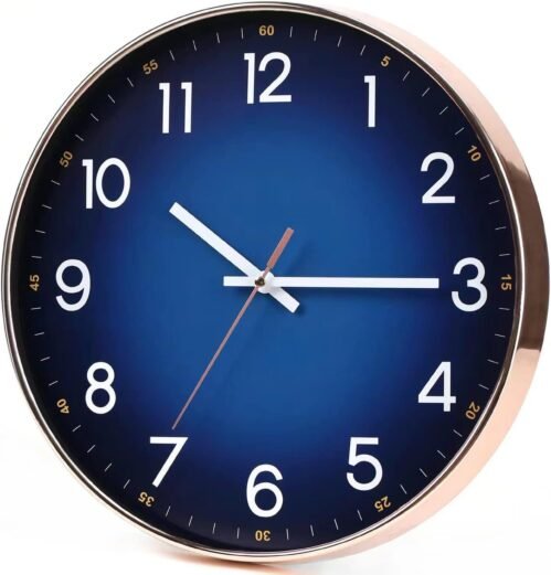 Navy Blue Wall Clock 12 Modern round Wall Clocks Quality Quartz Silent Nontickin