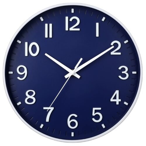 Navy Blue Wall Clocks Battery Operated,12 inch Silent Non Ticking Modern Wall...