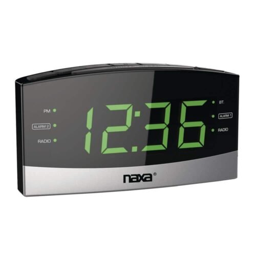 Naxa Bluetooth Easy-Read Dual Alarm Clock with Daily Repeat and USB Charge Port