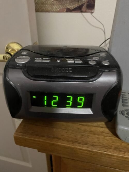 Naxa NRC175 Digital Alarm Clock Radio with Dual Alarm CD USB Charging Black
