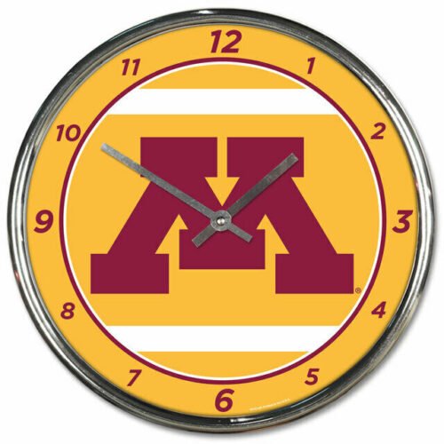 NCAA College Minnesota Golden Gophers 12" Round Chrome Wall Clock Fan Cave Decor