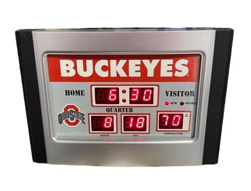 NCAA Ohio State Buckeyes OSU Digital Scoreboard Table Top Clock Temp&Date 9x6.5”